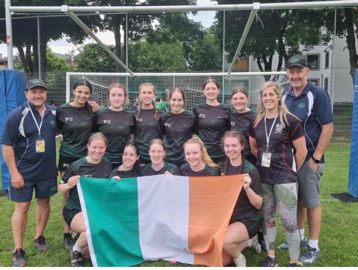 RAI 7's team with Irish flag